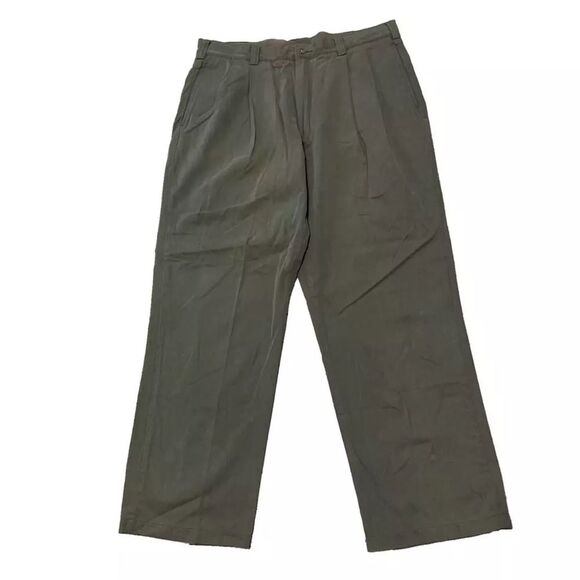 Tommy Hilfiger Pleated Pants Men 36x30 Brown Vintage Y2k Double Pleated Trousers